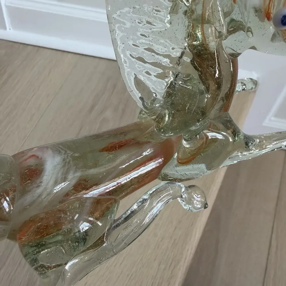 Vintage Hand-blown Murano-style Glass Horse Figurine 8”